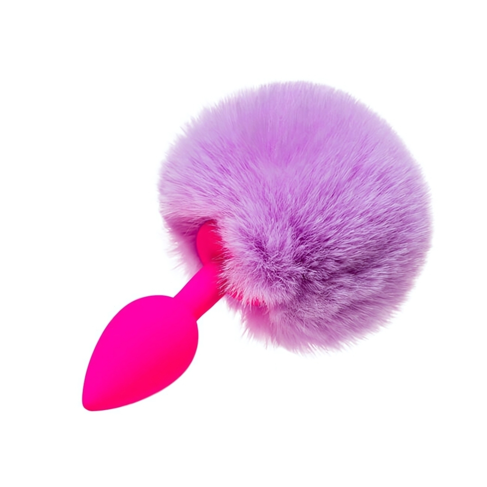 Анальная втулка розовая с заячим хвостом Small 7 см