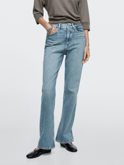 Massimo Dutti Джинсы с высокой талией и расклешенными штанинами, светло-голубой