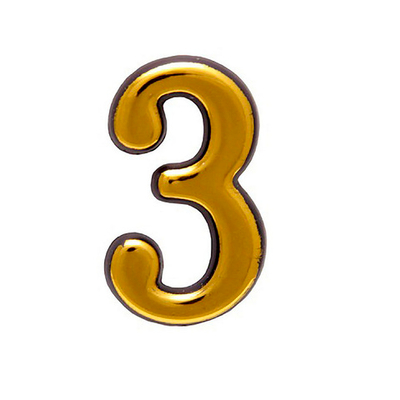 Цифра дверная АЛЛЮР Большая пластик золото "3" /50