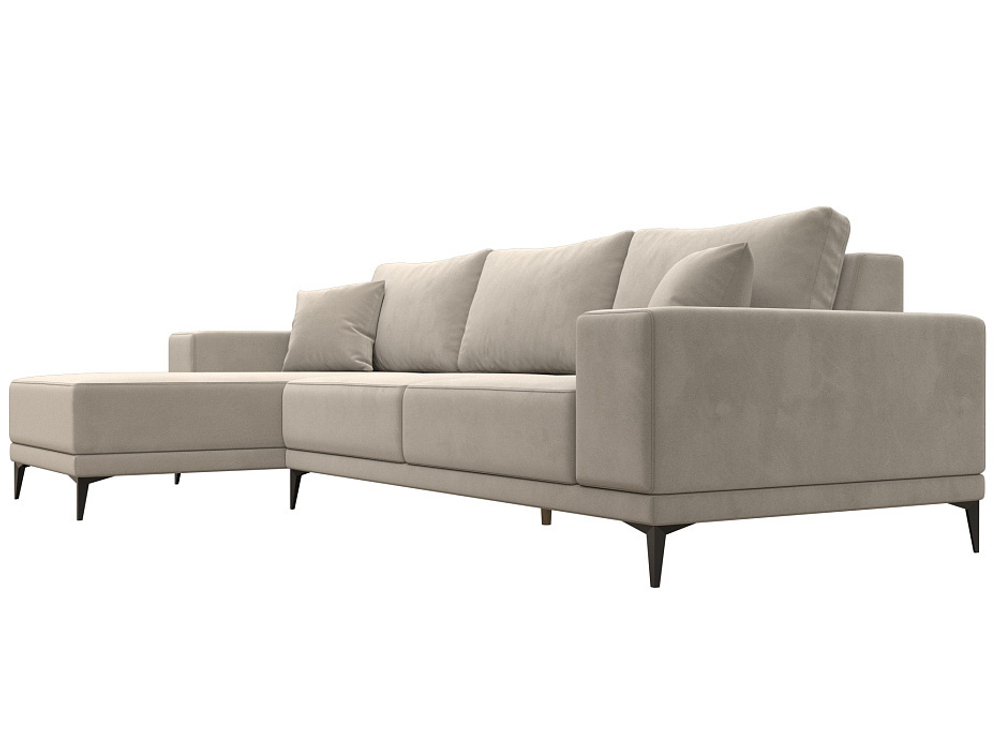 Диван угловой Льюес левый, Бежевый, Микровельвет, 122402L