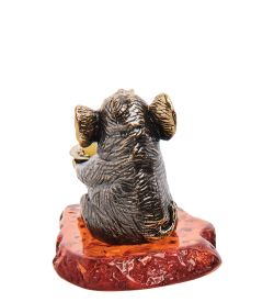 Народные промыслы AM-3259 Фигурка «Слон праздник» (латунь, янтарь)