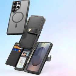 Чехол кошелек с MagSafe из TPU кожи от Dux Ducis для смартфона Samsung Galaxy S25 Ultra, серия Lawa Series Case