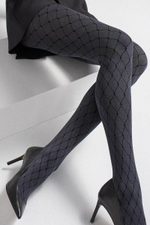 Колготки Intense с геометрическим узором (Размер: 3-4 размер) (Цвет: серый с чёрным)