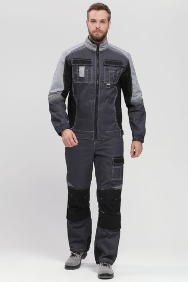 Костюм "Вектрон-2" полукомбинезон (т.серый/св.серый/черный)