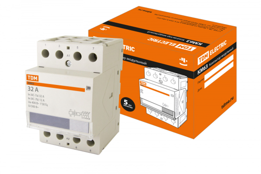 Контактор модульный 32А 230В 4НО AC КМ63/4-32 SQ0213-0013 TDM