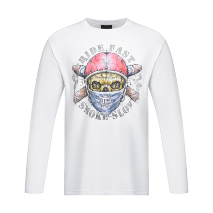 Лонгслив RIDE FAST SMOKE SLOW SKULL CIGAR, белый