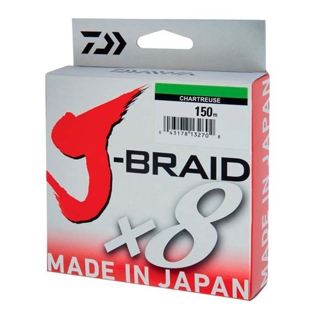 Плетеный шнур Daiwa J-Braid X8 Chartreuse 0,06мм 9lb 150м