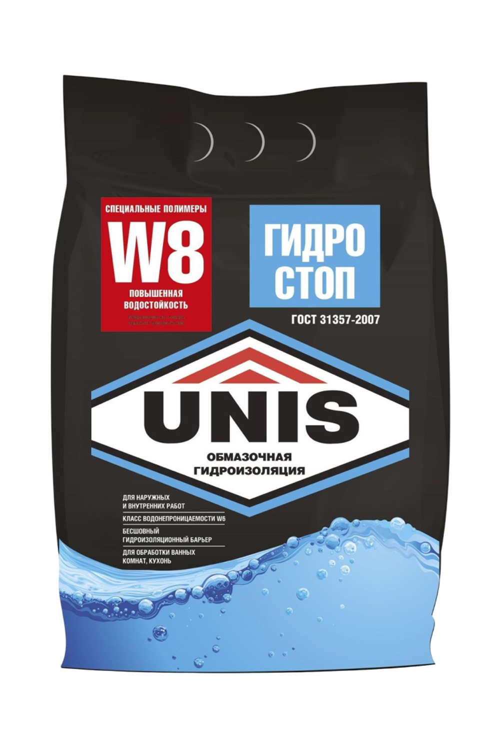 Обмазочная цементная гидроизоляция UNIS ГИДРОCTOП W8 5 кг