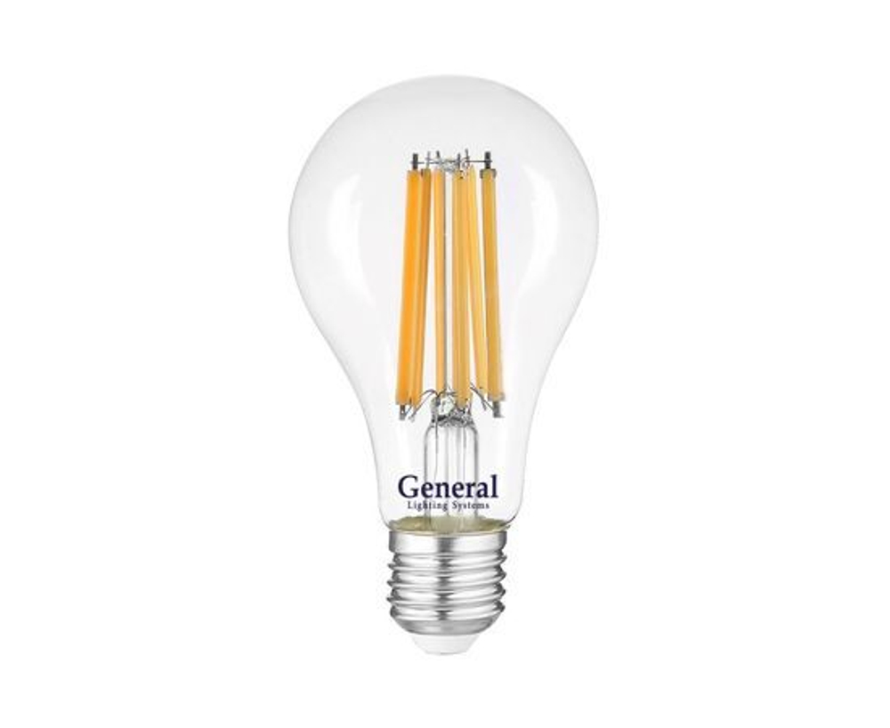 Лапочка General ЛОН A65 E27 25W 2700K 2K 65x125 филамент (нитевидная) прозр. 660322, 1 шт.