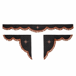 Ламбрекен 1,8м с косынками универсальные стеганые Роза Ветров (экокожа, черный, коричневые узелки)