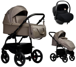 Детская коляска Indigo Impulse Eco 3 в 1 с автокреслом Avionaut Cosmo Ie05 т.бежевая кожа/т.бежевый
