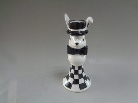 Подсвечник малый "Шахматный кролик" 7,3х7,3х16,7см керамика