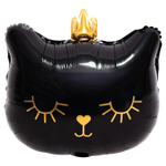 Шар Фольгированный Кошка в короне голова черная (Черный)