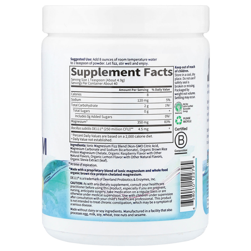 Garden of Life, Dr. Formulated, порошок из цельнопищевого магния, со вкусом малины и лимона, 198,4 г (7 унций)