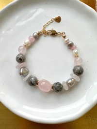 Браслет 3 стихии из стального жемчуга и камней