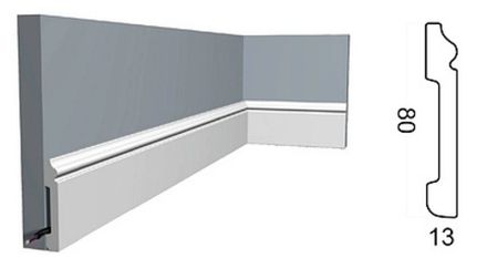 Плинтус Контур под покраску, 80x13 мм