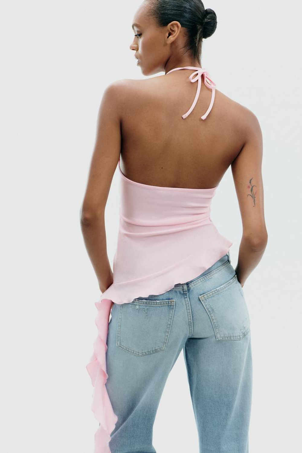 ZARA ТОП С ВОЛАНАМИ, РОЗОВЫЙ