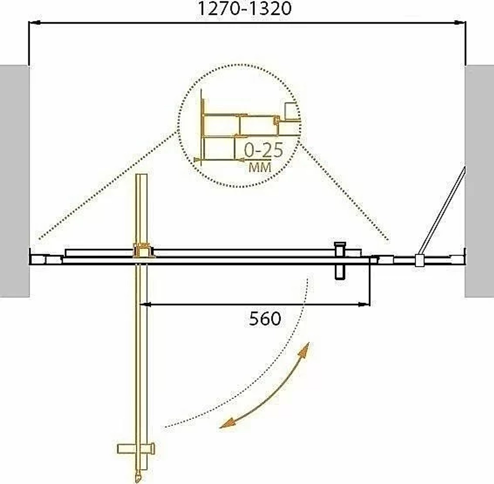 Душевая дверь Cezares MOLVENO BA-11-100+30 прозрачный 130x190
