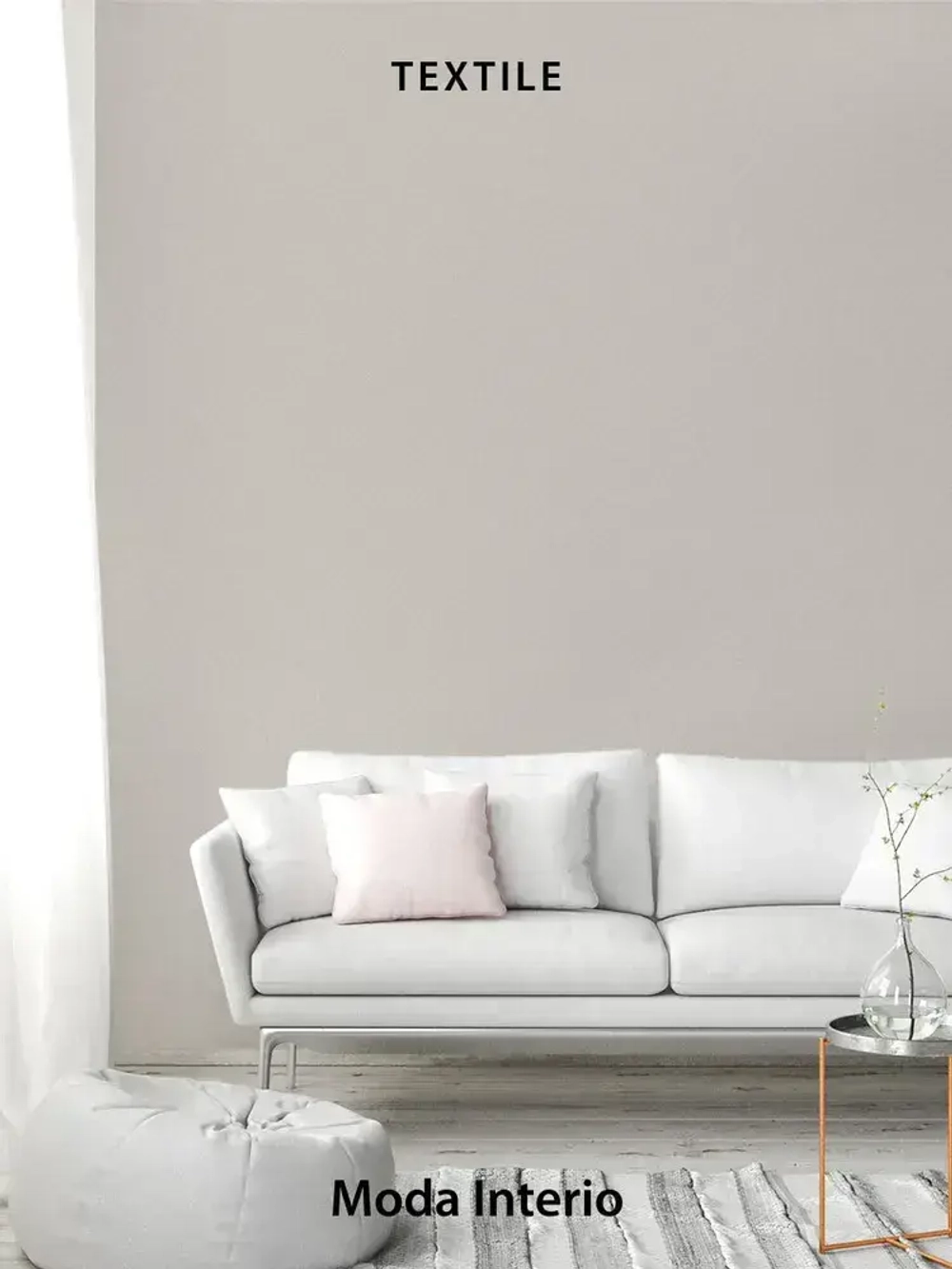 Обои флизелиновые 1.06, виниловые серые однотонные Textile (Moda Interio) метровые под ткань в гостиную и на кухню