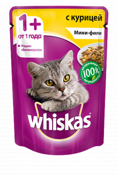 Whiskas пауч мини-филе с курицей желе 85 гр