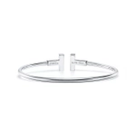 Браслет из белого золота18 k, с бриллиантами и бирюзой, Tiffany 💙 T wire diamond, В наличии