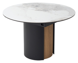 Стол БАТИСТ 115 с подстветкой PANDORA LIGHT, керамика / ДУБ АМЕРИКАНСКИЙ, ЧЕРНЫЙ каркас М-City