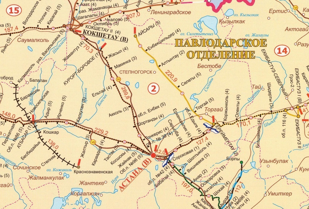 Железные и автомобильные дороги Казахстана , размер 120 х 180 см, 2025 год