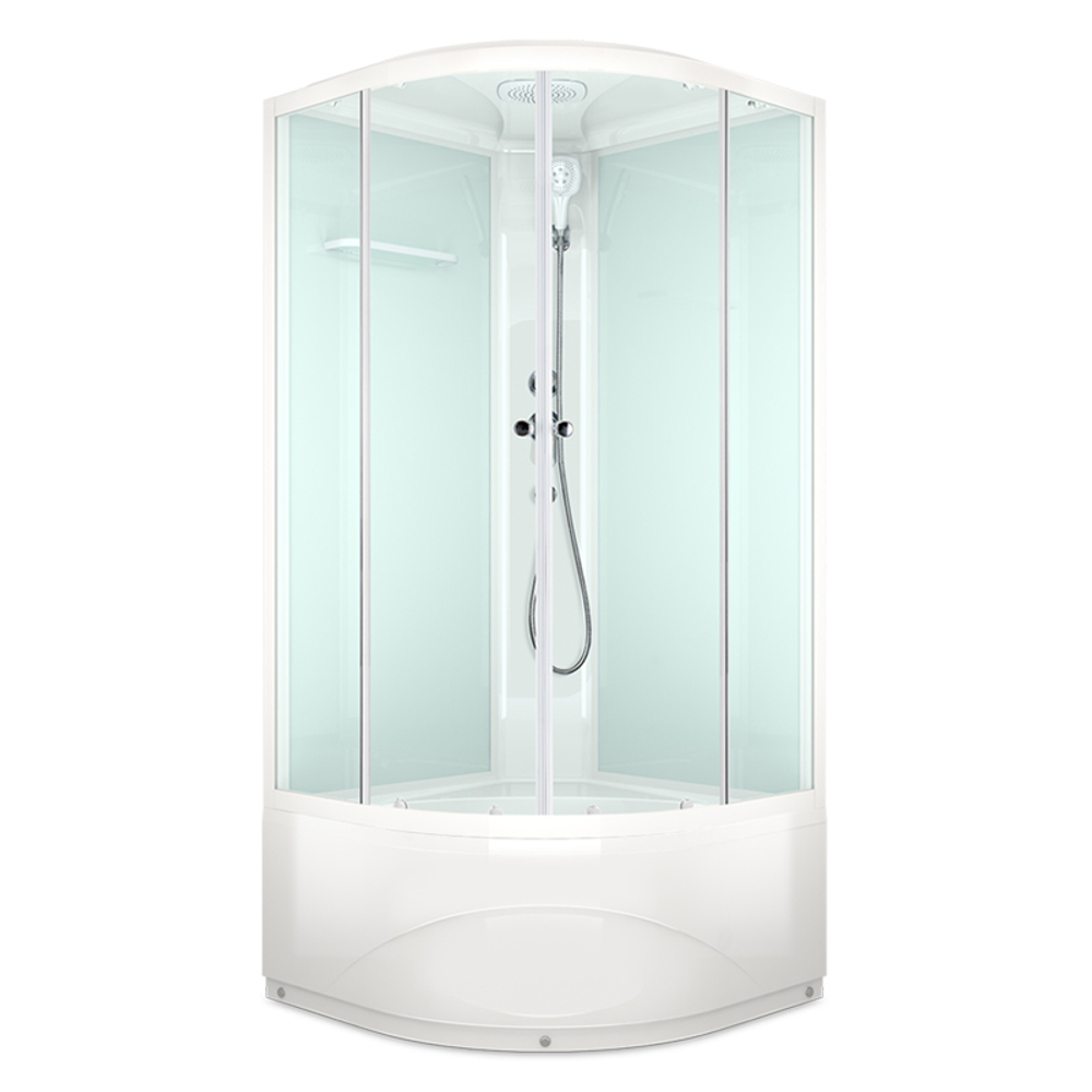 Душевая кабина MELODIA CLASSICA 80х80х218мм высокий поддон, белые стенки с крышей, прозр.стекло,бел.профиль, смесителем и аксессуарами MB01004