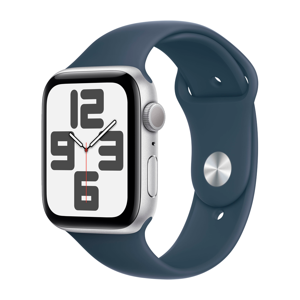 Умные часы Apple Watch SE 2 (2023) GPS, 44mm, Aluminium Case with Sport Band M/L, Silver/Storm Blue (Серебристый/синий)