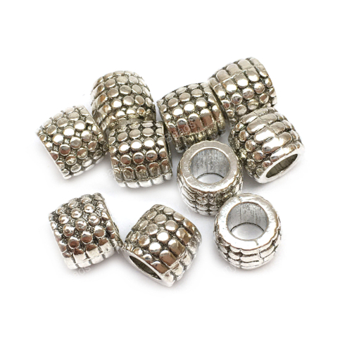 Бусины для украшений "Сетка" 8х7 мм (10 шт), под серебро