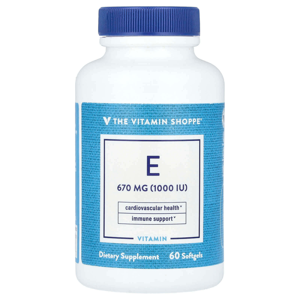 The Vitamin Shoppe, Витамин E, 670 мг (1000 МЕ), 60 мягких таблеток
