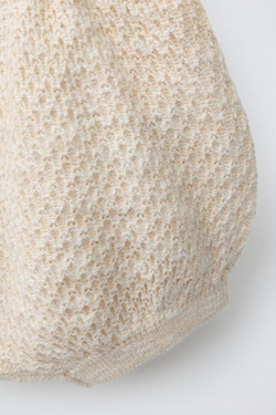 ZARA ТРИКОТАЖНЫЕ ШОРТЫ С РЕЛЬЕФНЫМ УЗОРОМ, СВЕТЛО-БЕЖЕВЫЙ