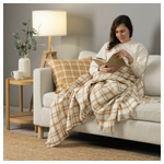 Плед IKEA SIKELVINGE (СИКЕЛЬВИНГЕ), Белый, горчичный 130х170 см