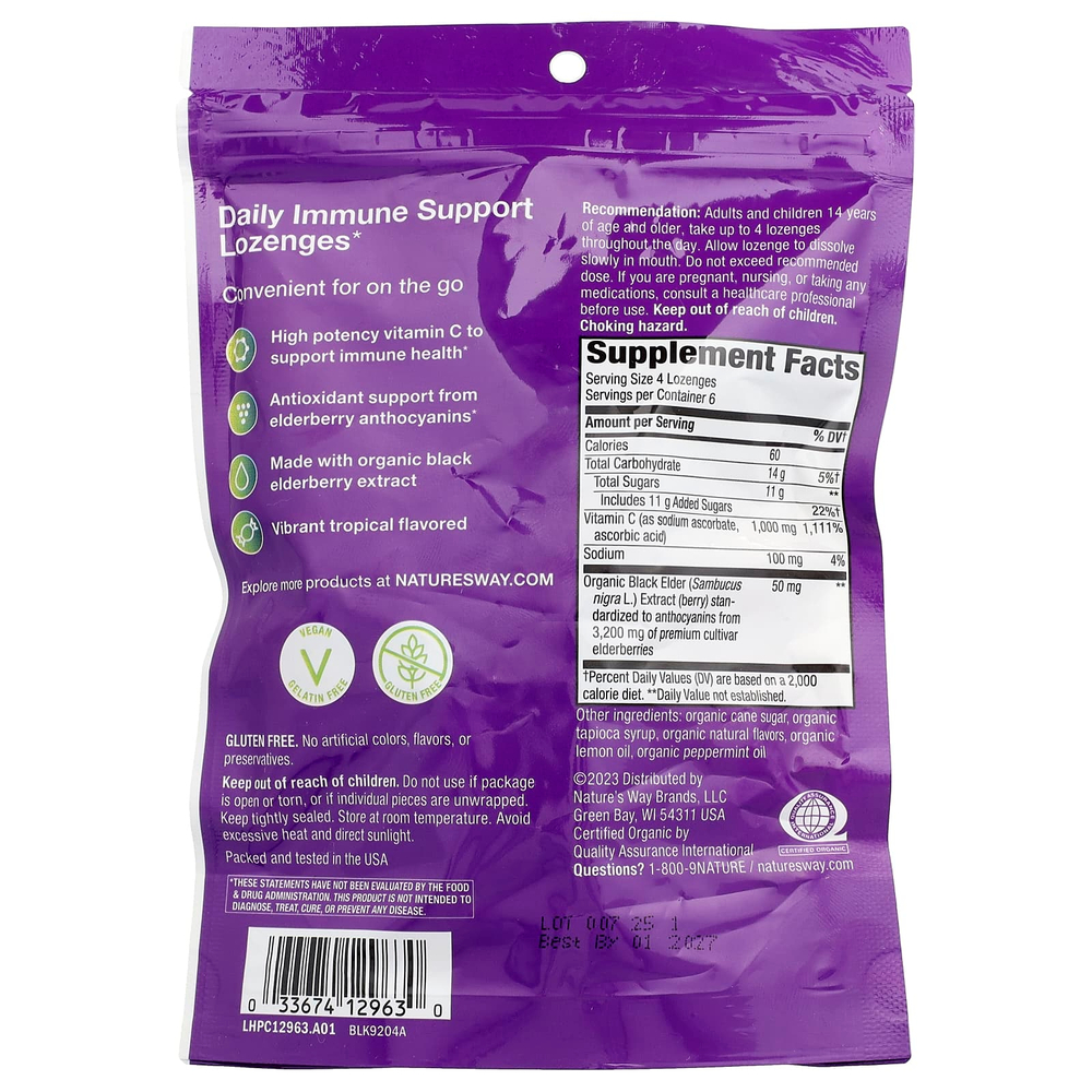 Nature's Way, Sambucus®, леденцы для иммунитета, тропические, 24 пастилки
