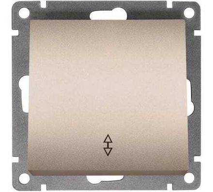 Выключатель проходной одноклавишный "UNIVersal" серия "Афина ", с/у, 10А, 220В, шампань (еврослот)