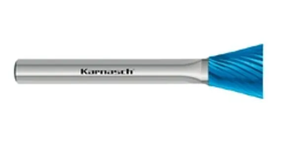 Борфреза твердосплавная Karnasch форма J, 3х3х3х38 мм, насечка HP-2, покрытие Blue-Tec, арт. 11.5100-005