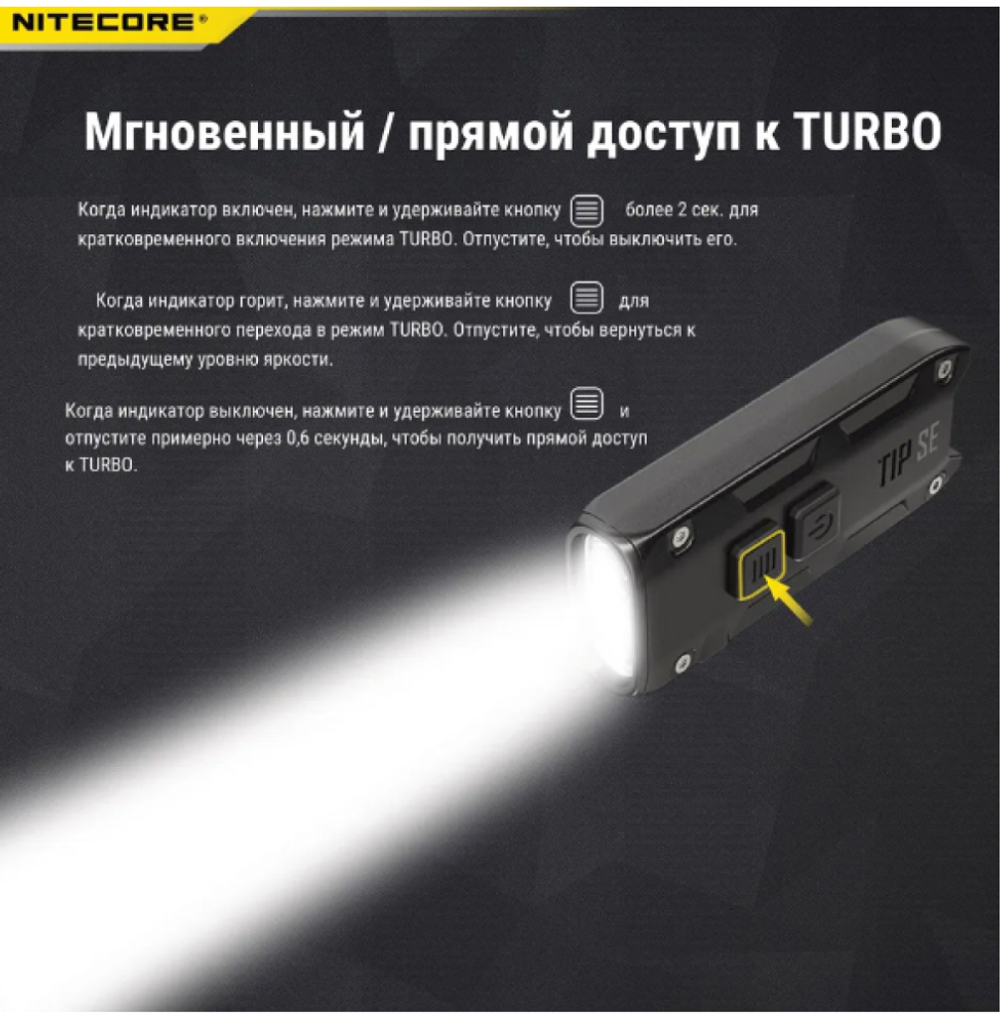 Фонарь брелок Nitecore TIP SE светодиодный usb зарядка 700 люмен