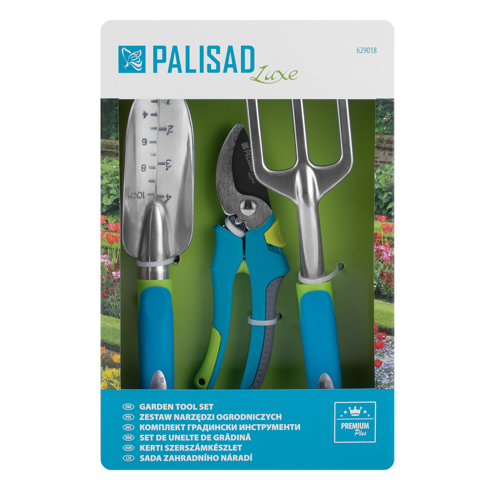 Набор садового инструмента с секатором, алюминиевый цельнолитой, 3 предмета, LUXE Palisad