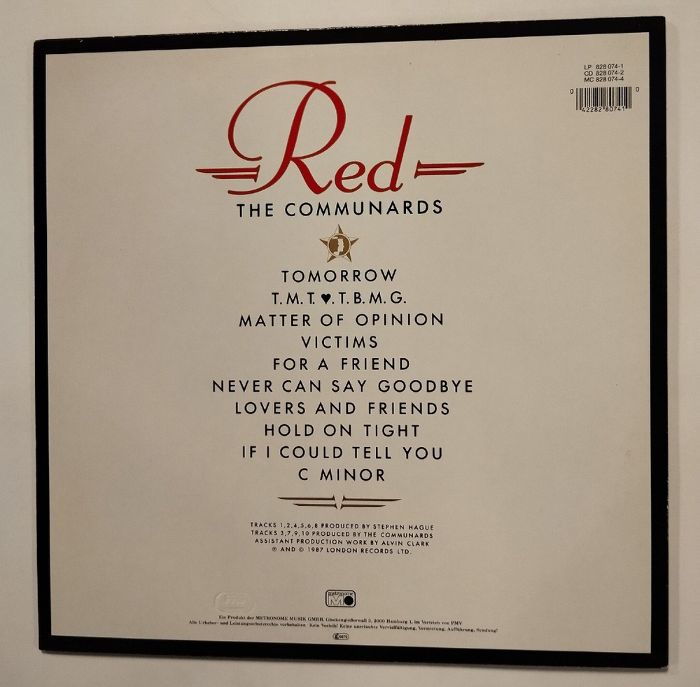 Винтажная виниловая пластинка LP The Communards Red (Germany 1987)