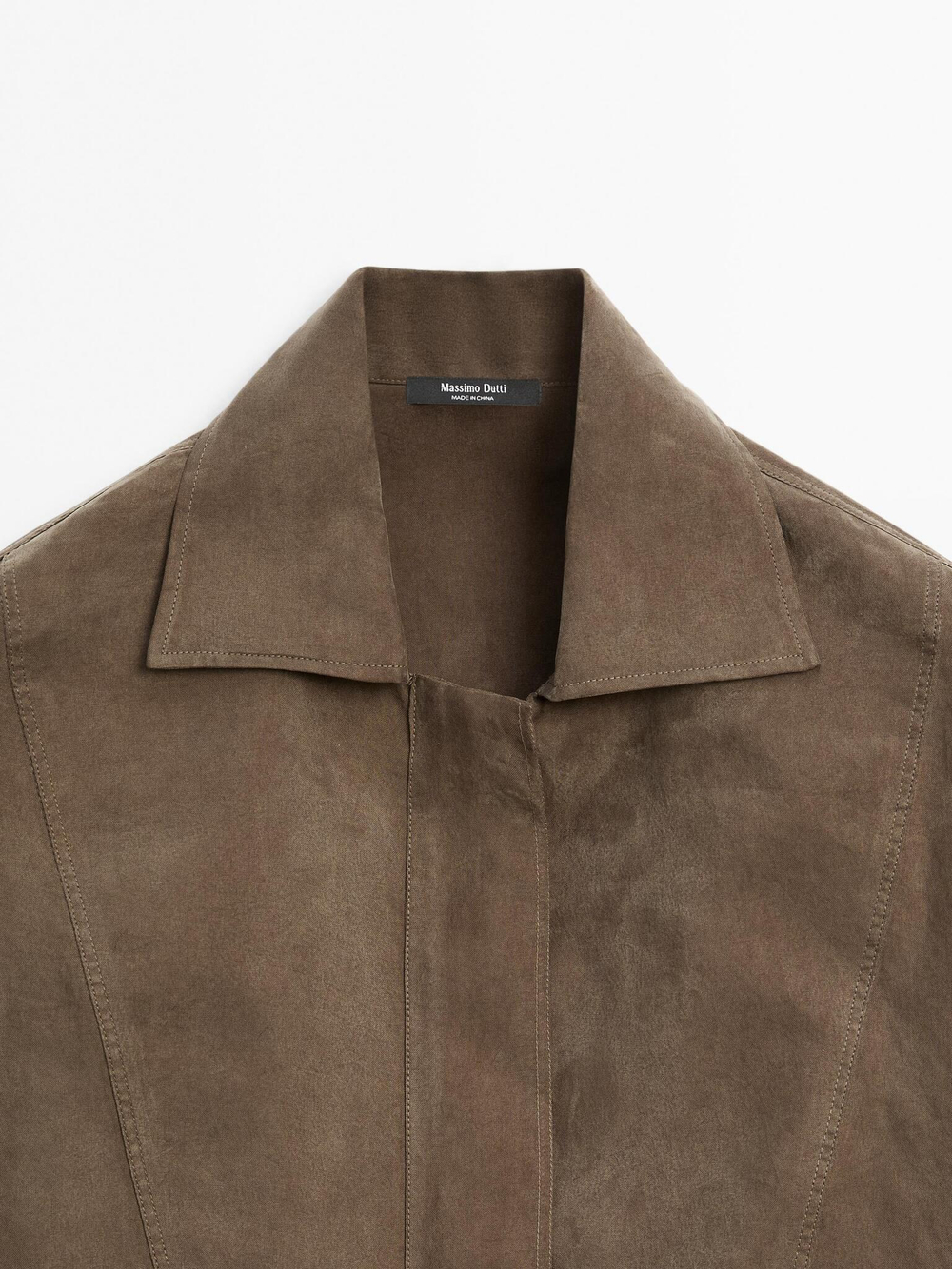 Massimo Dutti Блузка с застежкой-молнией на груди, коричневый