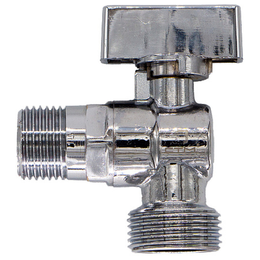 Кран шар. д/быт. прибор. угл. 1/2"х3/4" ш/ш с отражат. бабочка, удл. резьба, хром. CTM CAMR1234