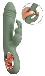 Оливковый вибратор-кролик Slim Rabbit Olive - 21,4 см.