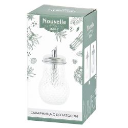 Сахарница с дозатором v=280мл d=7,5см h=14см (стекло/металл) (подарочная упаковка)