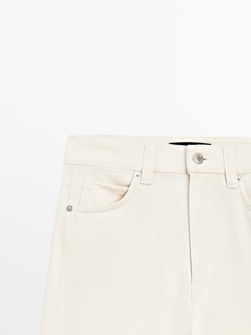 Massimo Dutti Джинсы с высокой посадкой и широкими штанинами, натуральный, кремовый