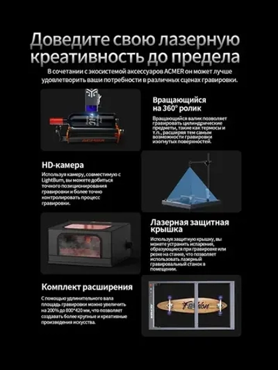 ACMER P2 33W лазерный гравер и гравировальный станок по металлу, дереву, коже, с лазерной резкой, для DIY и производства