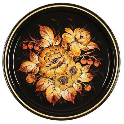 Жостовский поднос декоративный, размер 22 см (A5), металлический