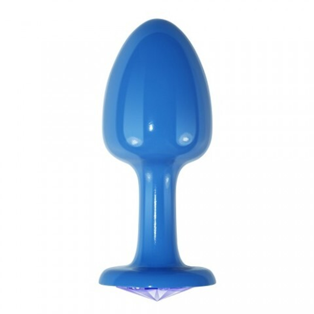 Голубая анальная пробка с фиолетовым кристаллом