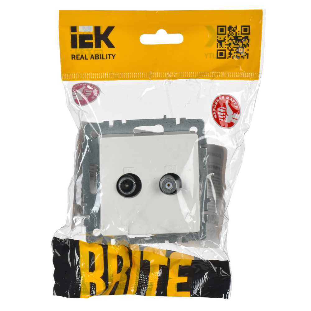 BRITE Розетка двойная TV+SAT РТВ/РСп12-БрБ белый IEK