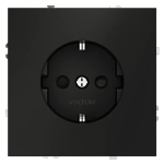 Розетка встраиваемая VOLTUM S70 с заземлением и защитными шторками, 16А, (черный матовый)