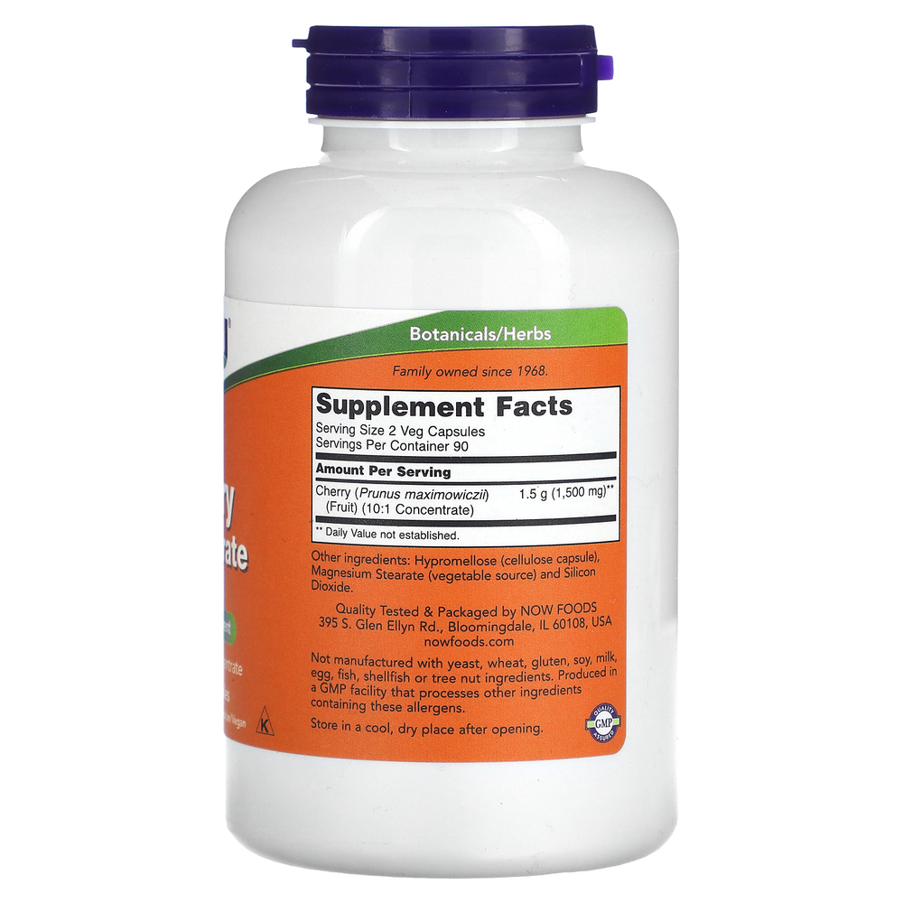 NOW Foods, концентрат вишни, 750 мг, 180 растительных капсул